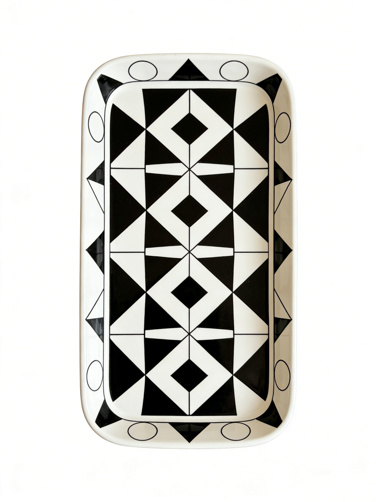 Geometric Black and White Ceramic Tray