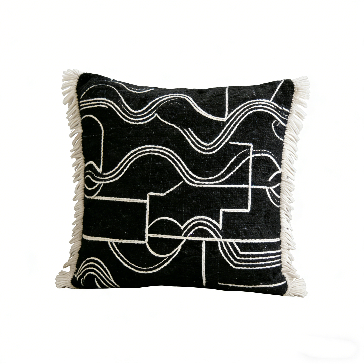 Black Dancing Lines Cushion Cover