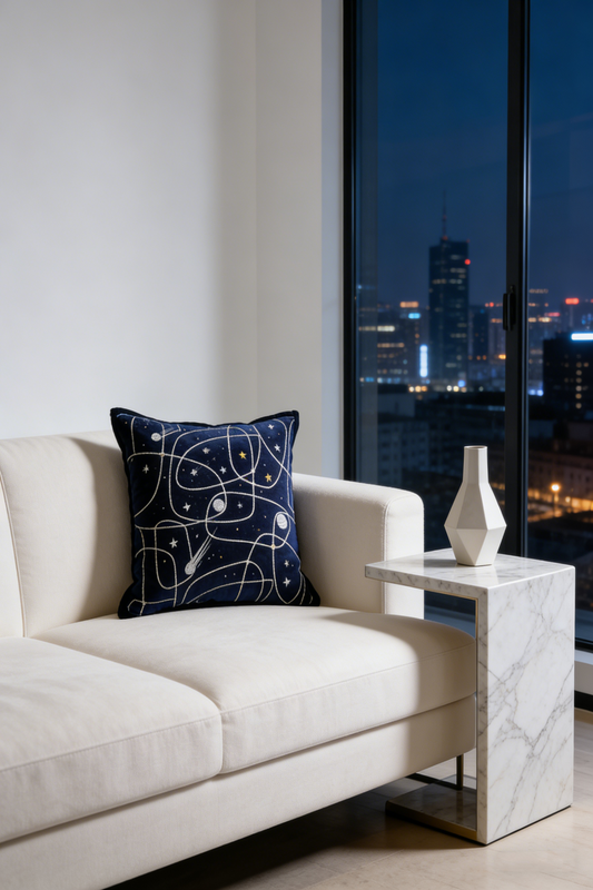 Black Starry Sky Abstract Geometric Pattern Cushion Cover
