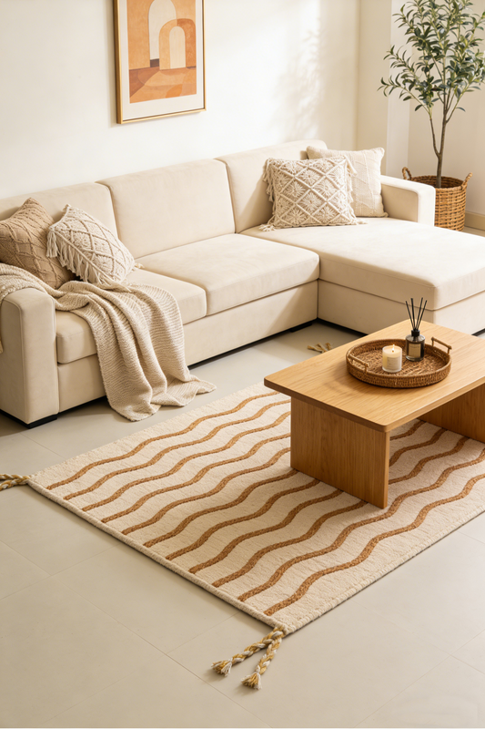 Yellow ripple pattern carpet